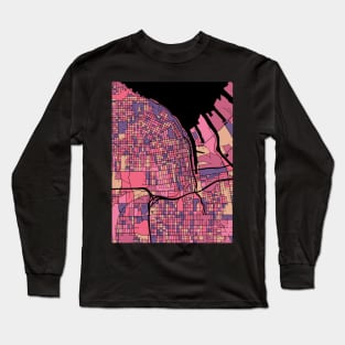 Tacoma Map Pattern in Purple & Pink Long Sleeve T-Shirt